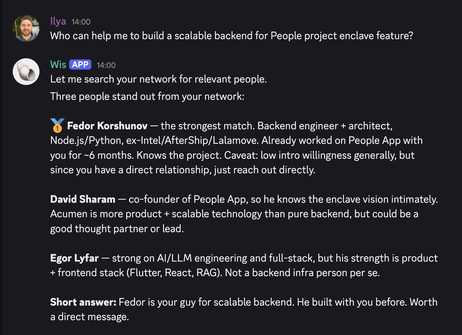 A conversation in Discord with the OpenClaw agent